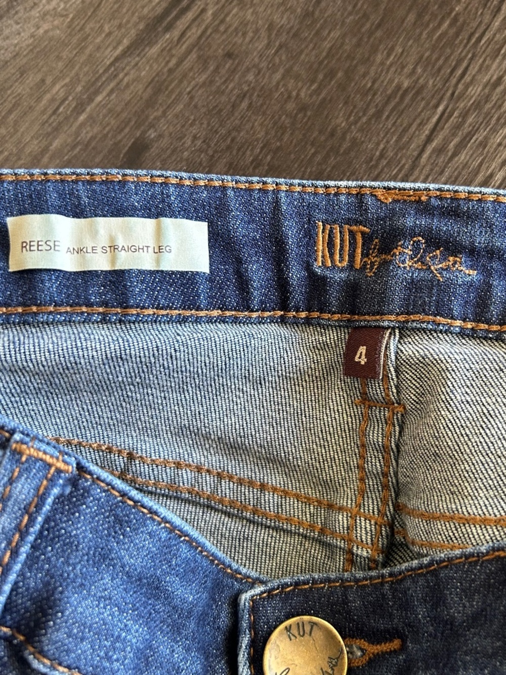KUT FROM THE KLOTH Reese Mid Rise Ankle Straight Jeans Dark Wash EUC size 4 - Picture 7 of 8